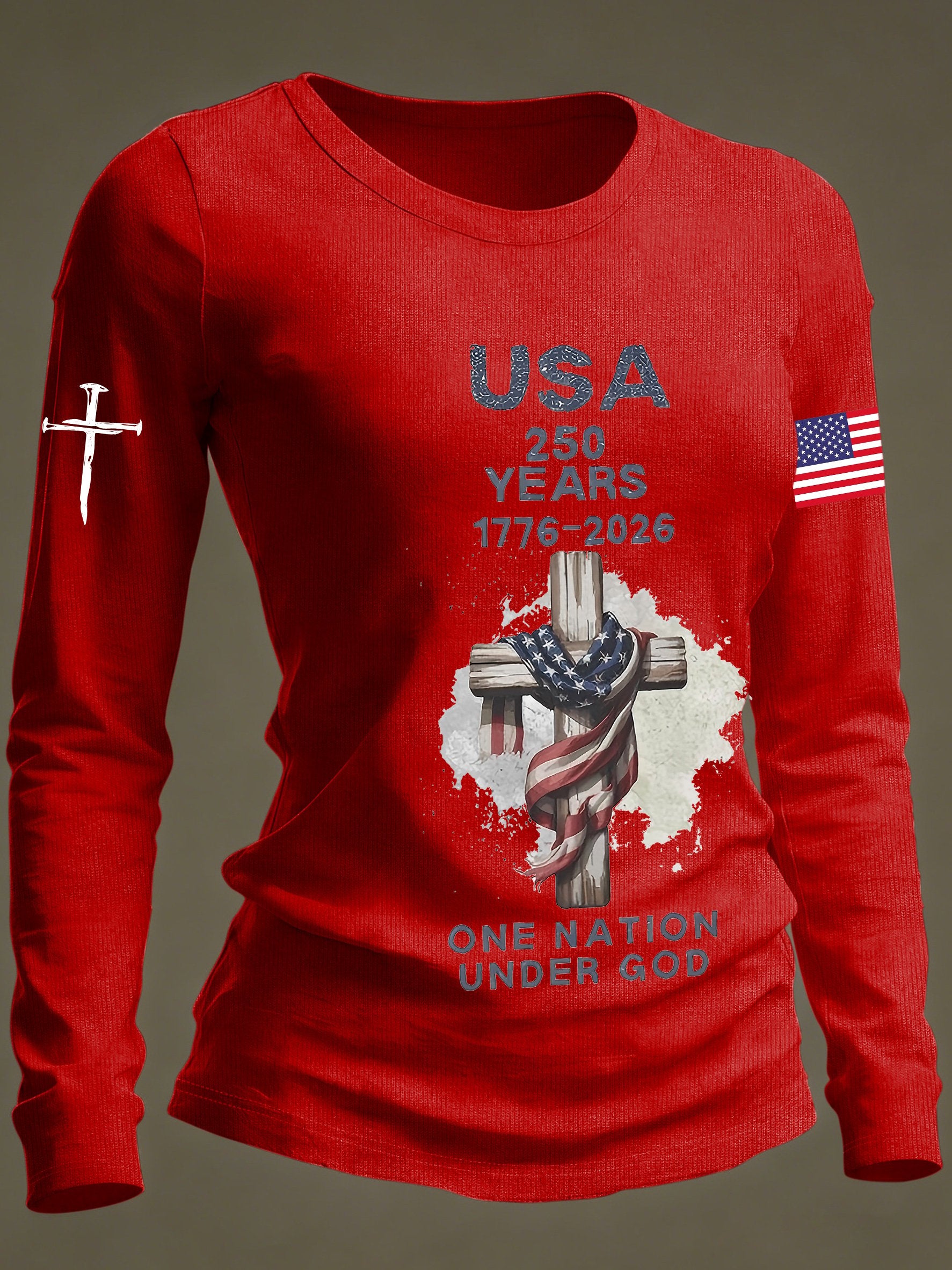 Women's casual United States 250th Anniversary long-sleeved T-shirt