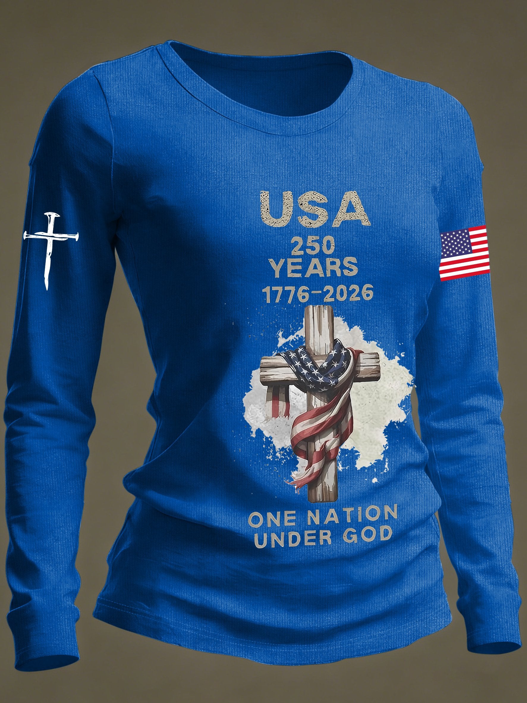 Women's casual United States 250th Anniversary long-sleeved T-shirt