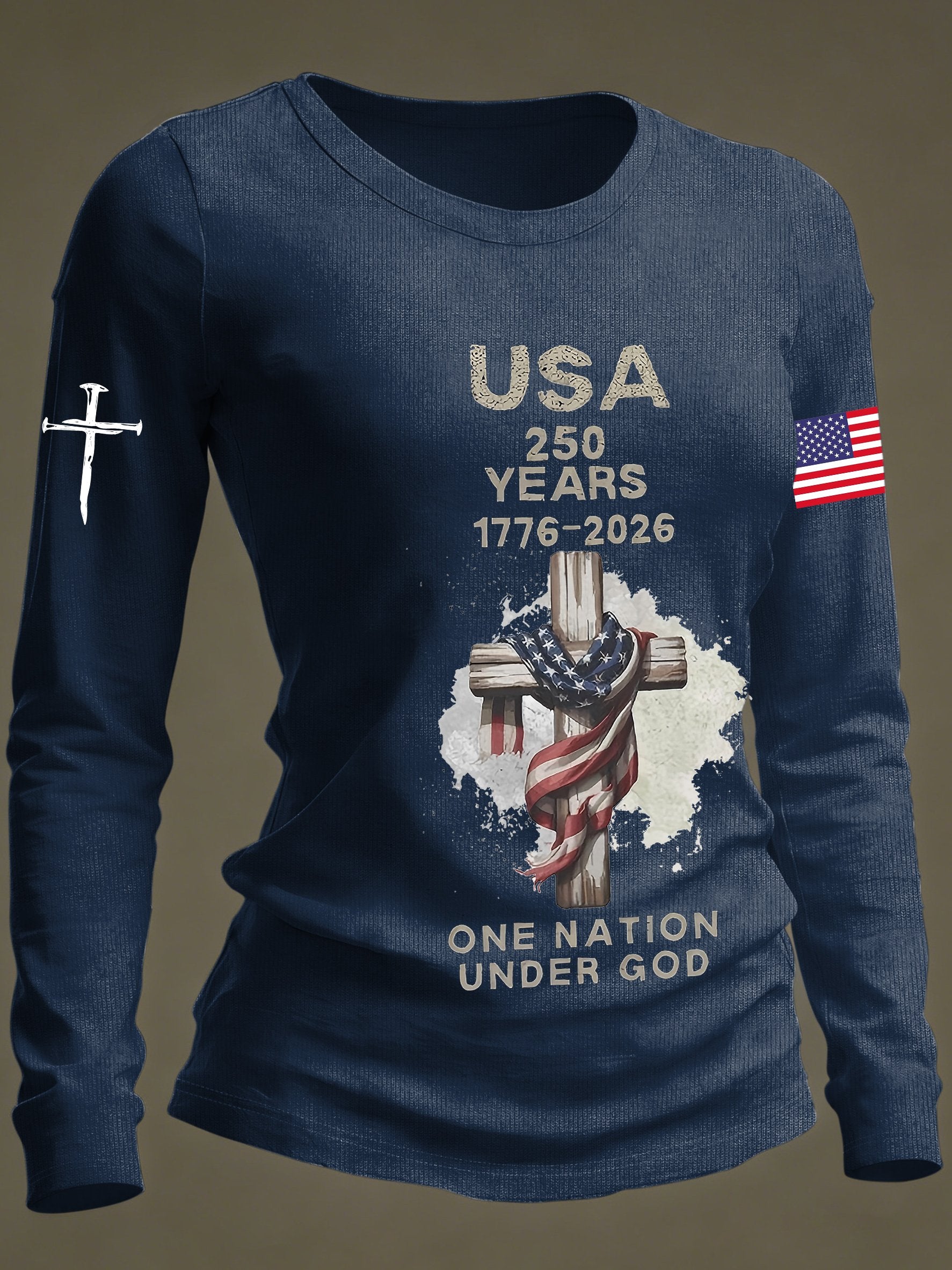 Women's casual United States 250th Anniversary long-sleeved T-shirt
