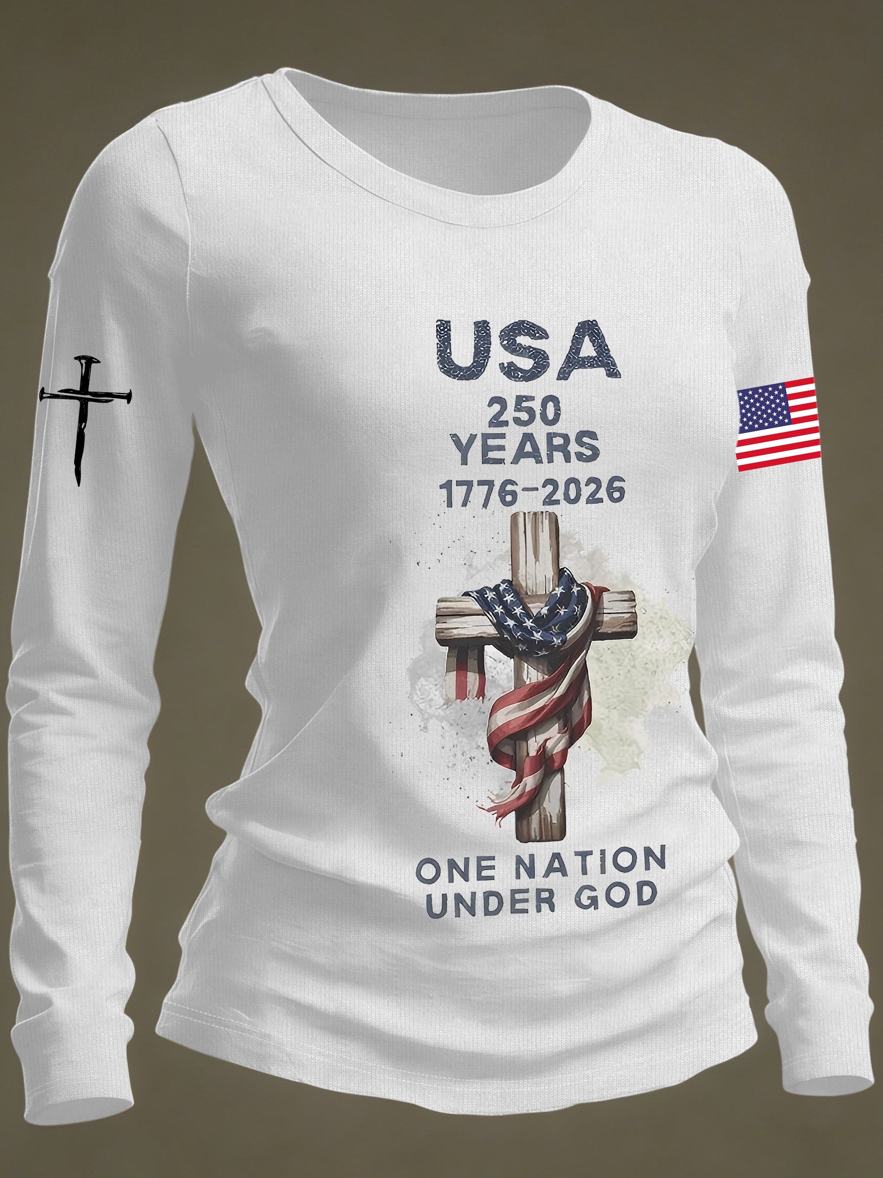 Women's casual United States 250th Anniversary long-sleeved T-shirt