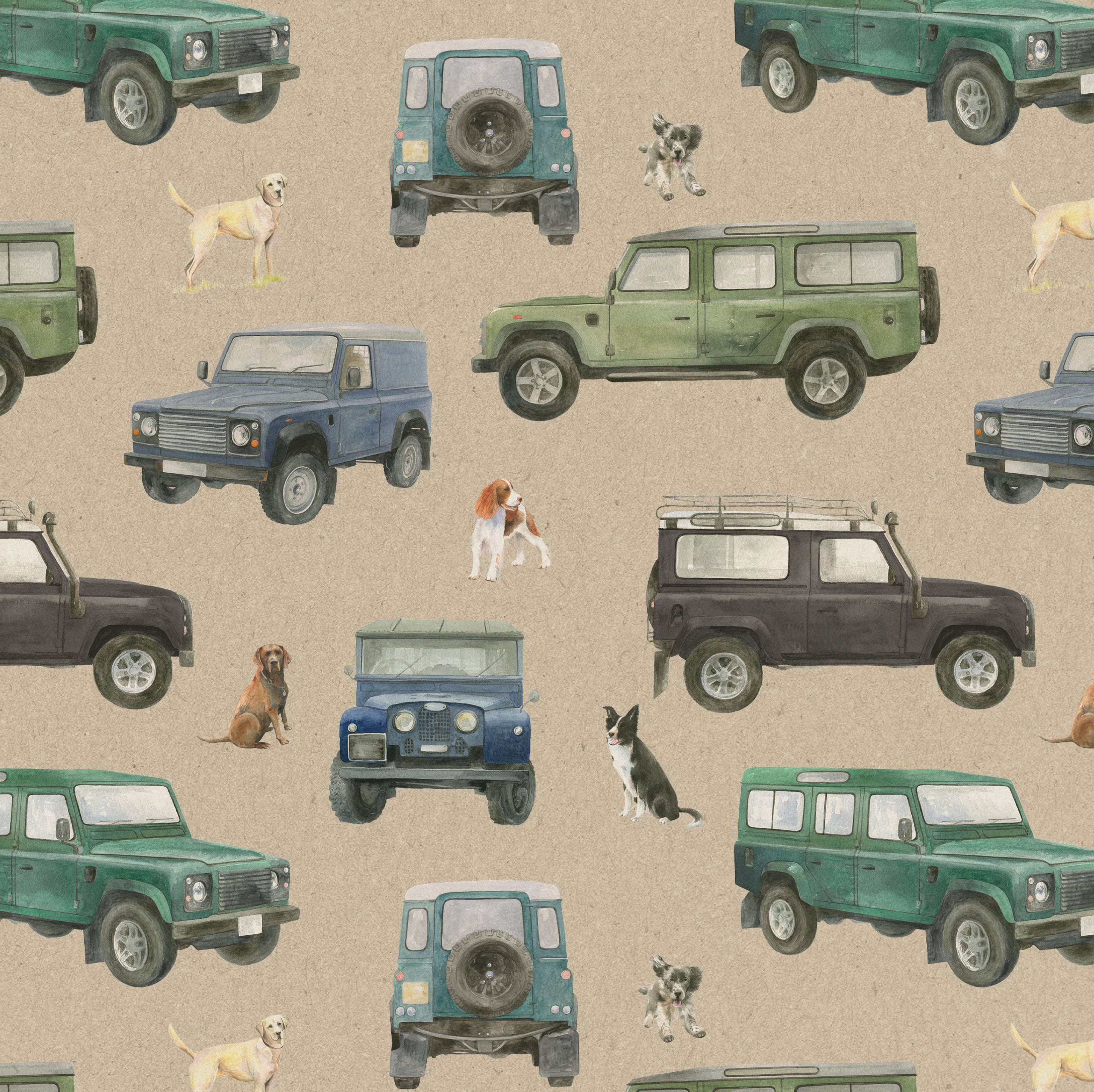 Classic Defender Off Roading 4 x 4 with dogs Gift Wrapping Paper
