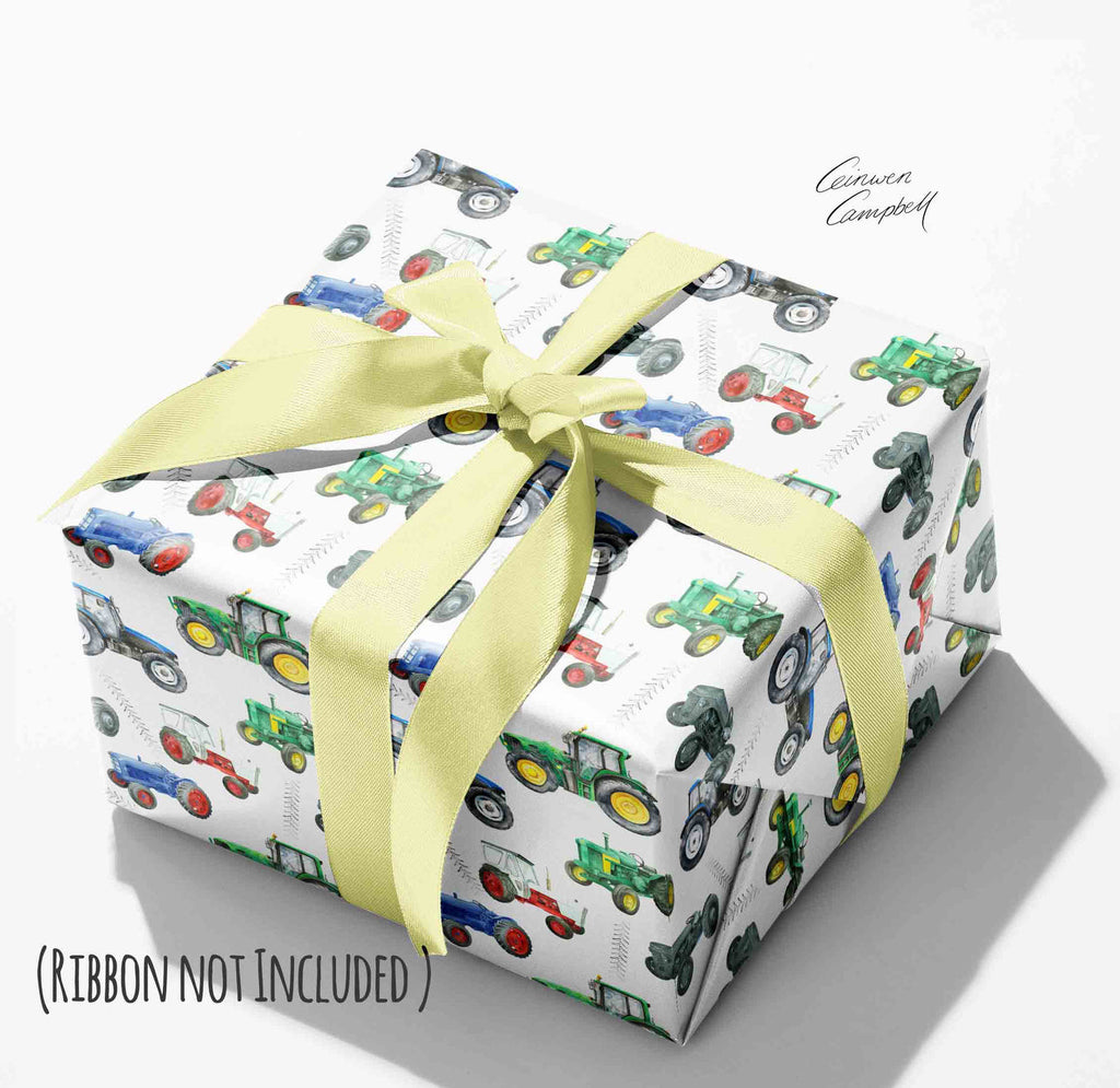 Tractor - Vintage and Modern - Recyclable and Recycled  Wrapping Paper and Tags