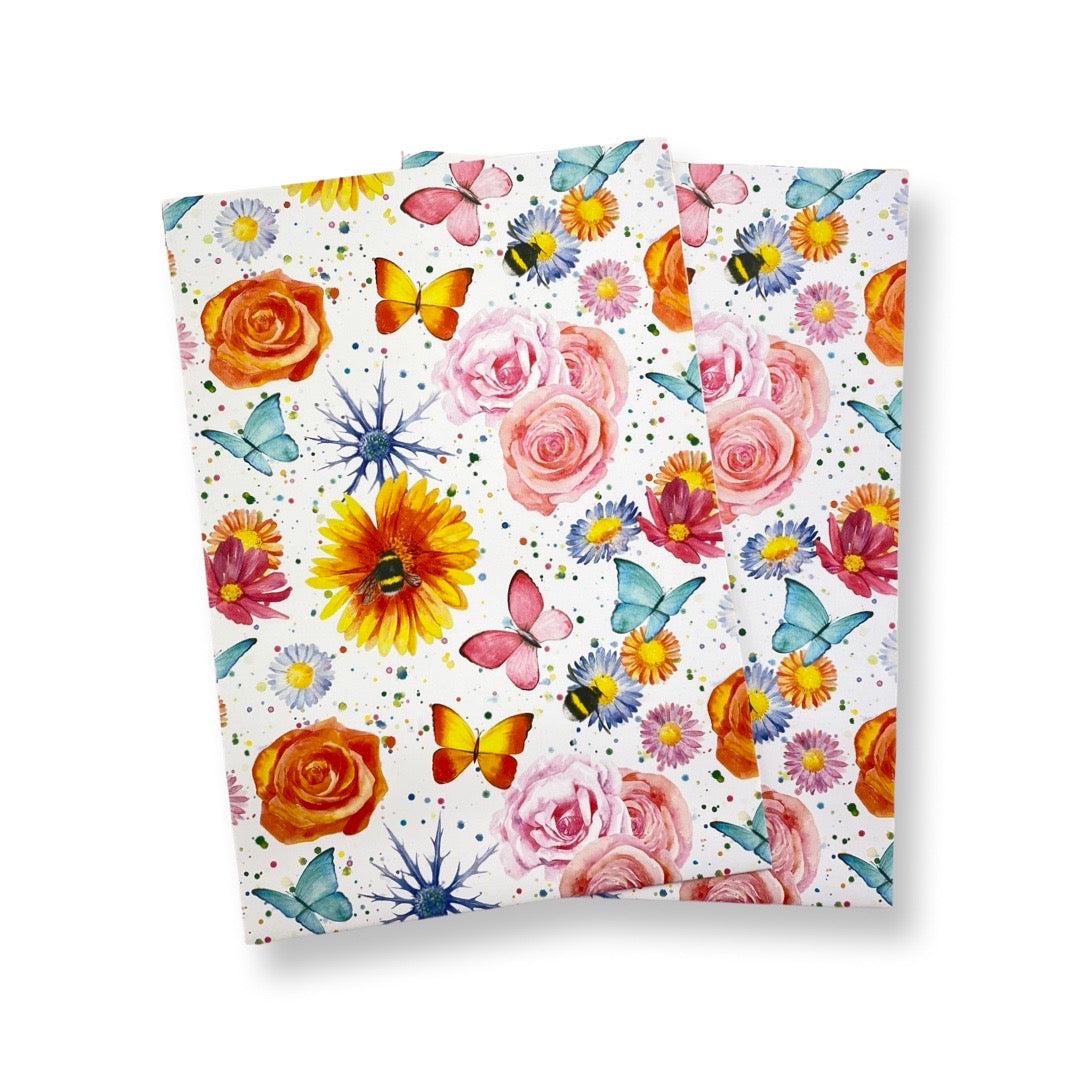 Flowers, Butterflies & Bees Wrapping Paper and Tags