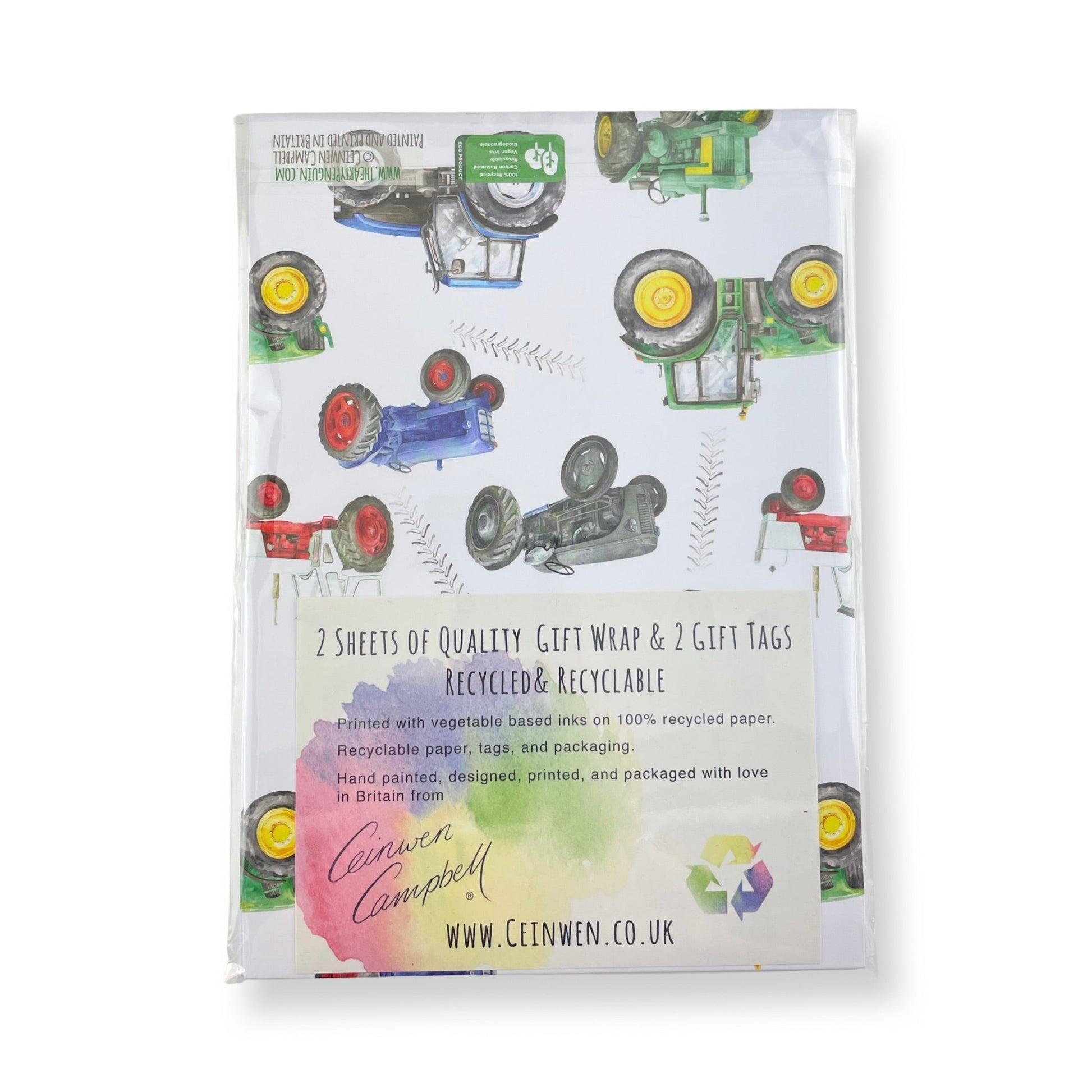 Tractor - Vintage and Modern - Recyclable and Recycled  Wrapping Paper and Tags