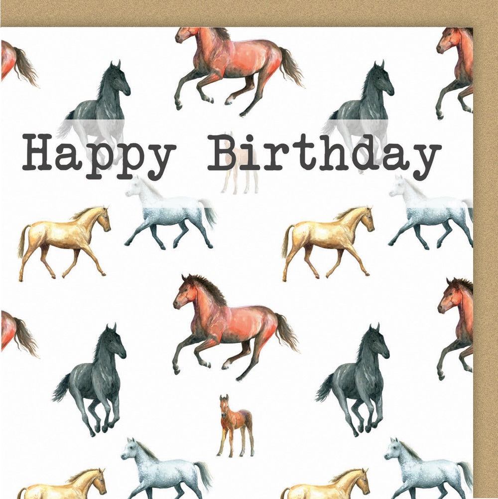 Horses and foal  Birthday Card