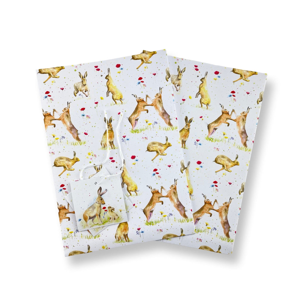 Country Hare and Wild Flowers Gift Wrapping Paper