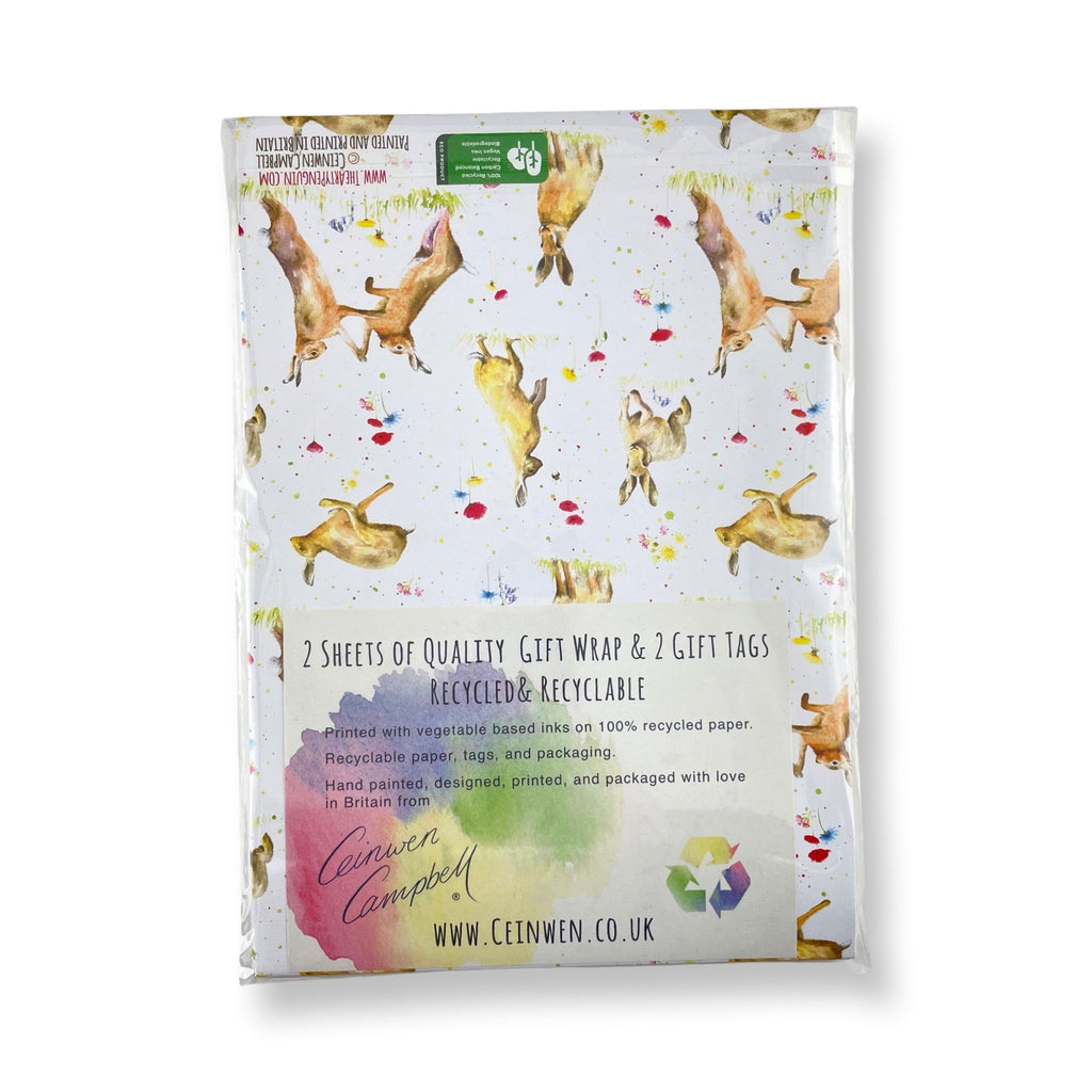 Country Hare and Wild Flowers Gift Wrapping Paper