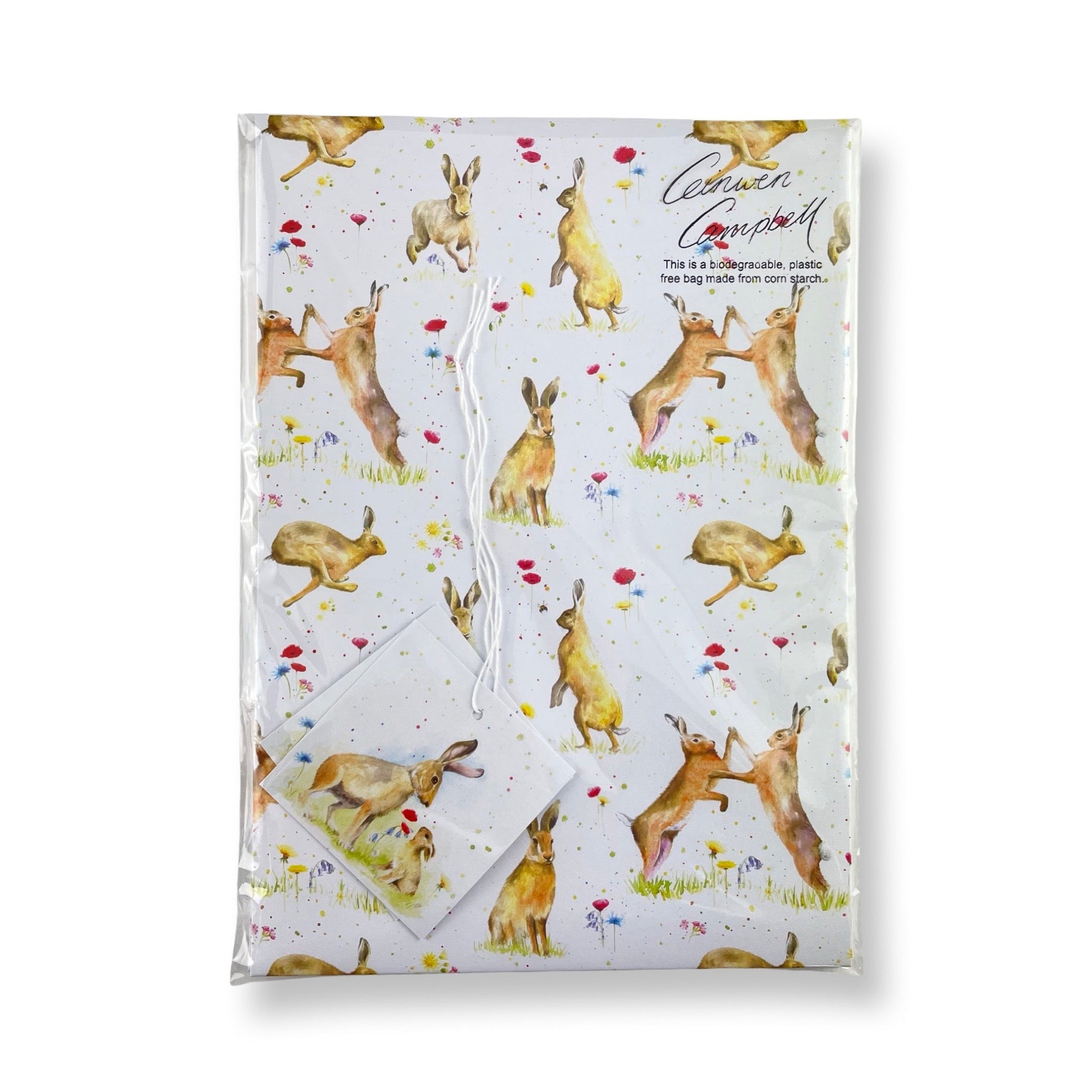 Country Hare and Wild Flowers Gift Wrapping Paper