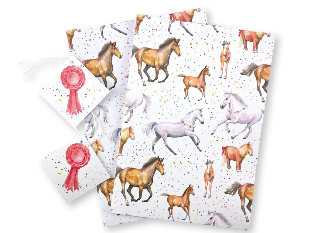 Horses and Foal  Party Wrapping Paper and Tags