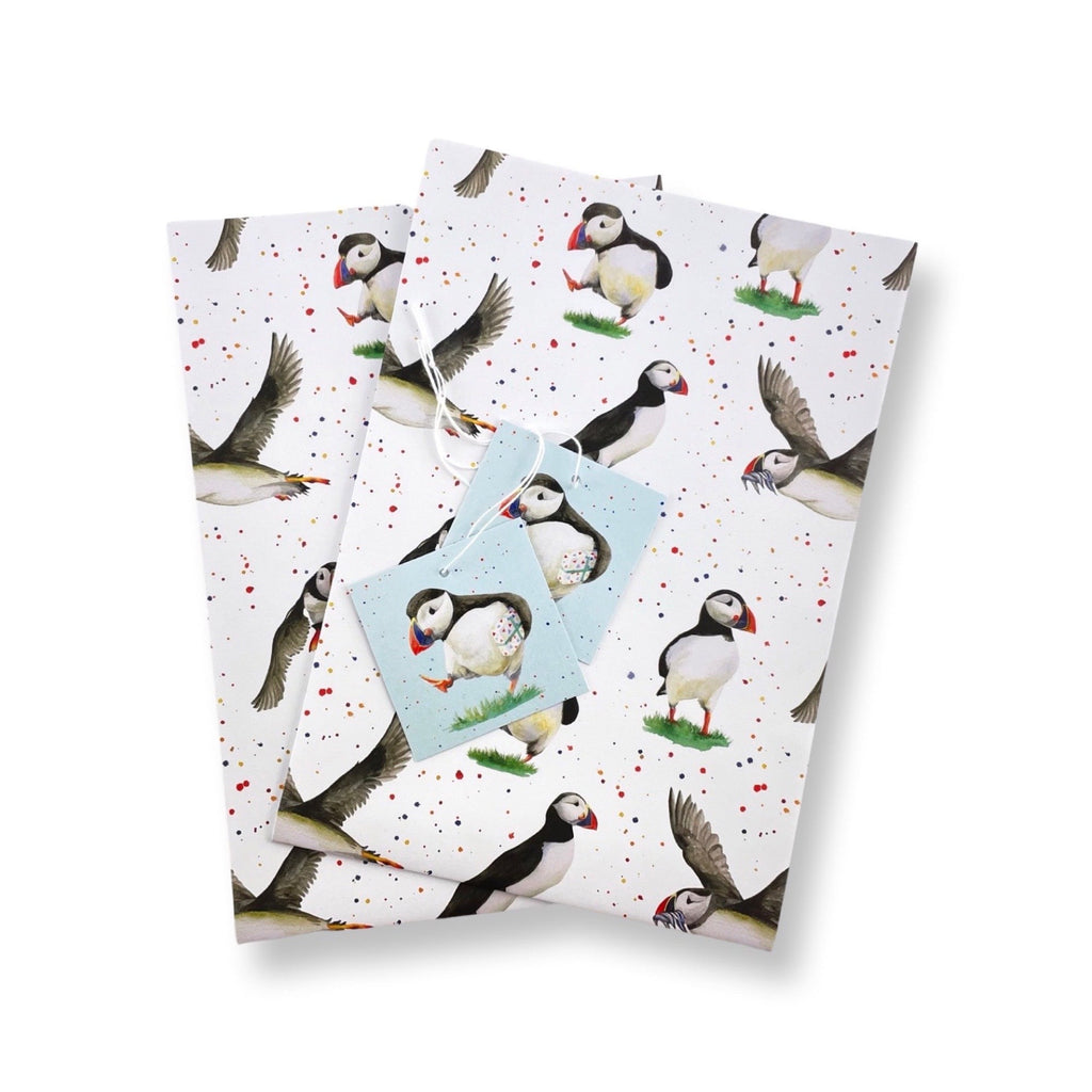 Recycled and recyclable Puffin Wrapping Paper