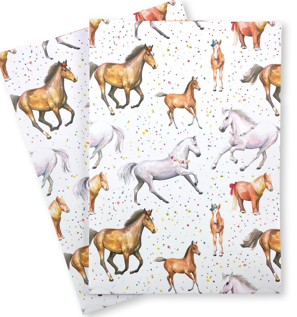 Horses and Foal  Party Wrapping Paper and Tags