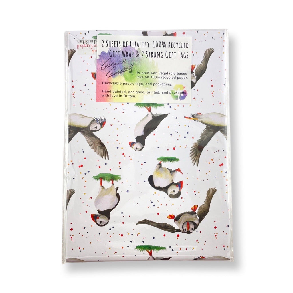 Recycled and recyclable Puffin Wrapping Paper
