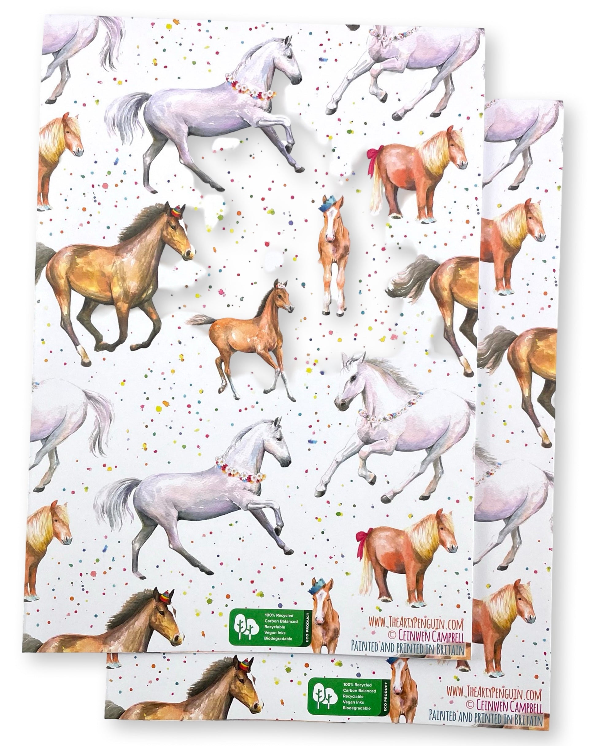 Horses and Foal  Party Wrapping Paper and Tags