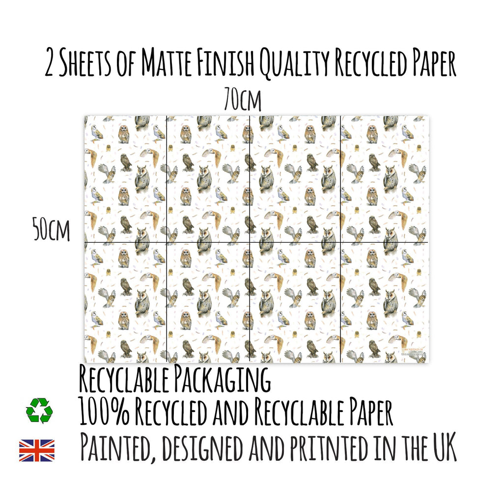 Owl Recycled and Recyclable Wrapping Paper