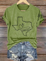 Women's God Bless Texas Printed Crew Neck T-Shirt