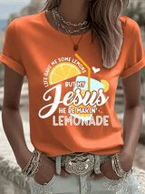 Women's  Life Gave Me Some Lemons, But My Jesus Turned Them Into Lemonade Faith Print  Shirt