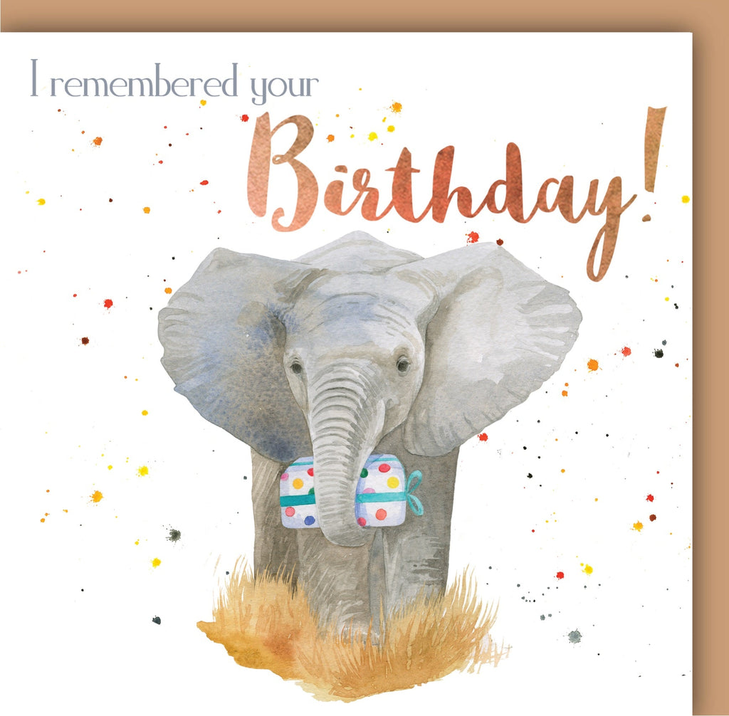 Elephant ‘I remembered your Birthday ’ Birthday Card