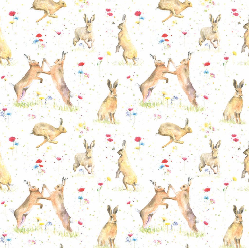 Country Hare and Wild Flowers Gift Wrapping Paper