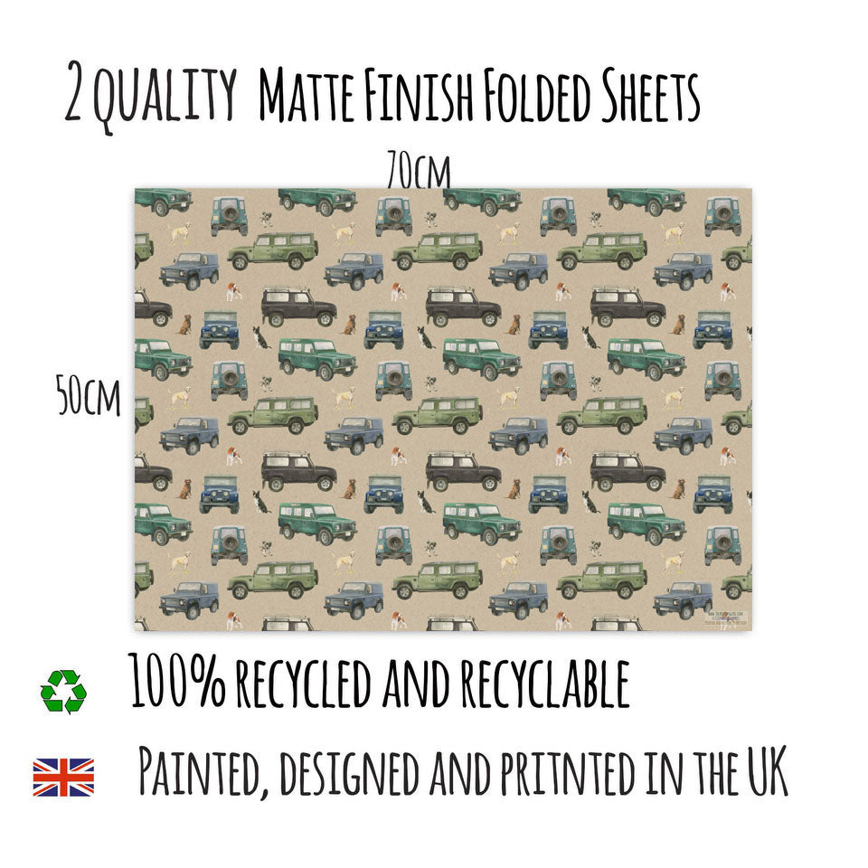 Classic Defender Off Roading 4 x 4 with dogs  Gift Wrapping Paper